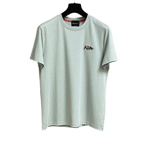 Kiton Light Green Embroidered Simple T-Shirt